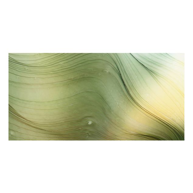 Spritzschutz Glas - Meliertes Grün mit Honig - Querformat 2:1