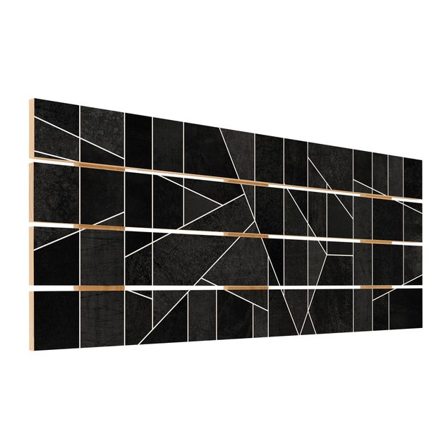 Houten schilderijen op plank Black And White Geometric Watercolour