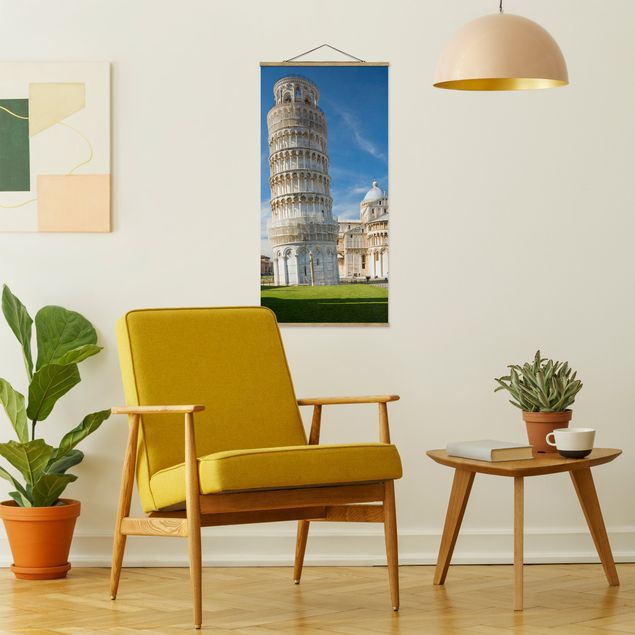 Stoffen schilderij met posterlijst The Leaning Tower of Pisa