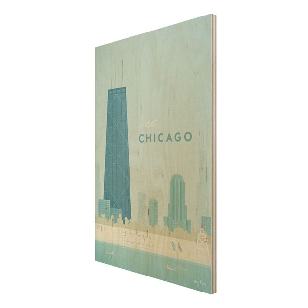 Houten schilderijen Travel Poster - Chicago