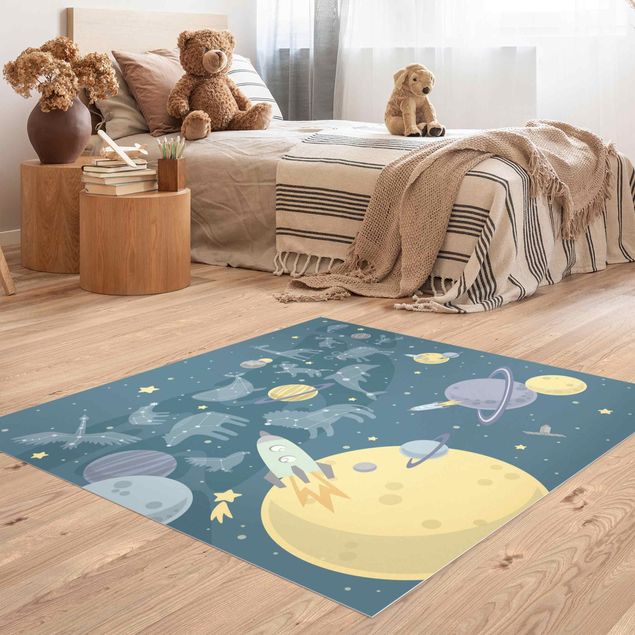 buiten vloerkleed Planets With Zodiac And Rockets