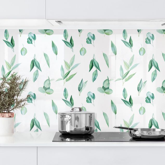 Achterwand voor keuken bloemen Watercolour Eucalyptus Branches Pattern II