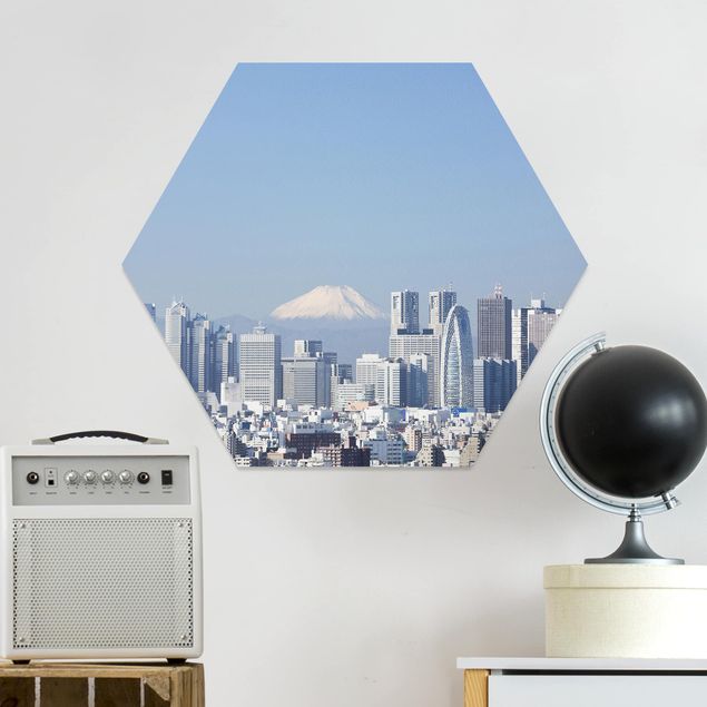 Hexagons Forex schilderijen Tokyo In Front Of Fuji