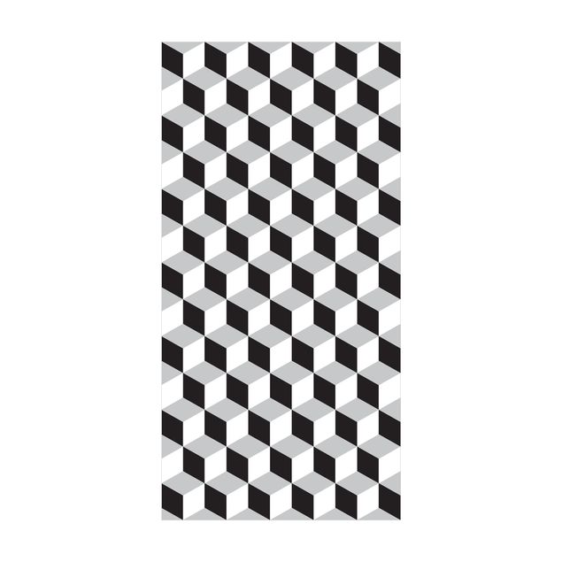 Vloerkleed zwart wit Geometrical Tile Mix Cubes Black