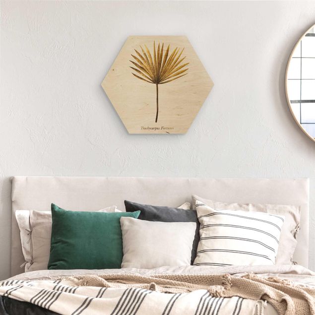 Hexagons houten schilderijen Gold - Palm Leaf