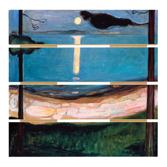 Houten schilderijen op plank Edvard Munch - Moon Night