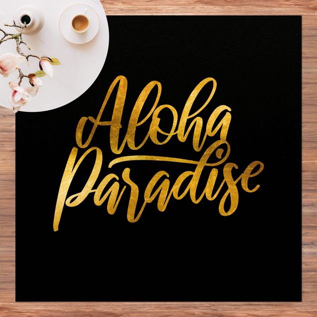 moderne vloerkleden Gold - Aloha Paradise On Black