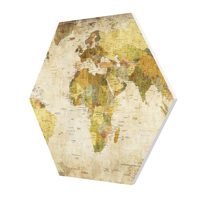 Hexagons Forex schilderijen World map