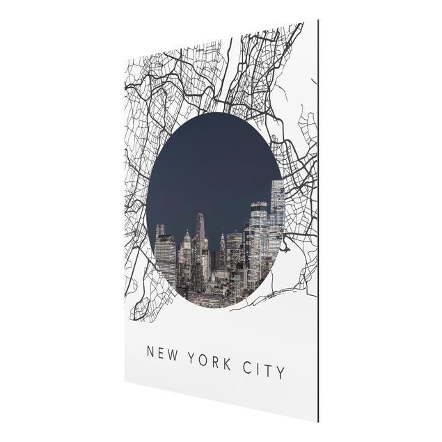 Aluminium Dibond schilderijen Map Collage New York City