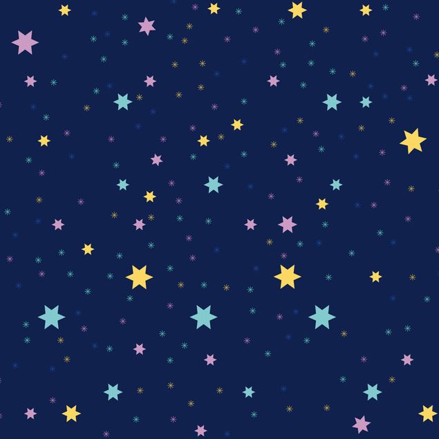 Plakfolien Nightsky Children Pattern With Colourful Stars