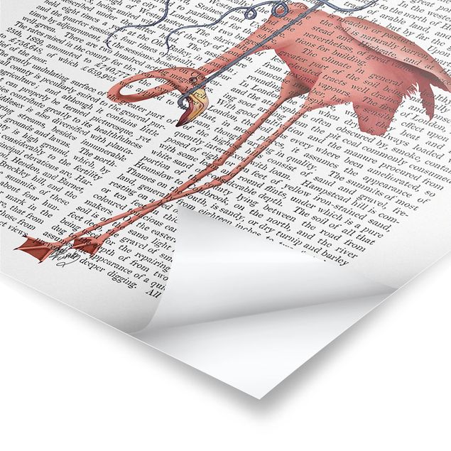 Posters Animal Reading - Flamingo With Umbrella