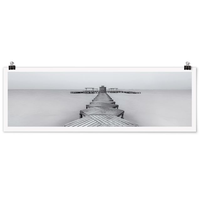 Posters Wooden Pier In Black And White