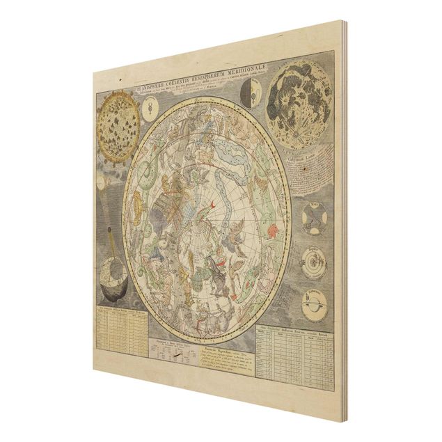 Houten schilderijen Vintage Ancient Star Map