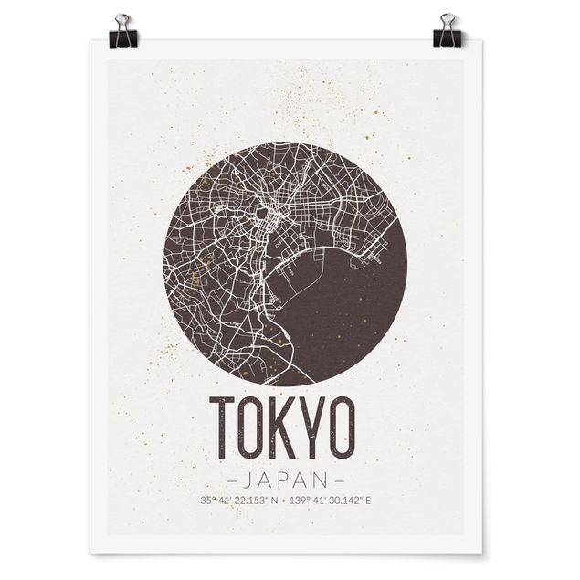 Posters Tokyo City Map - Retro