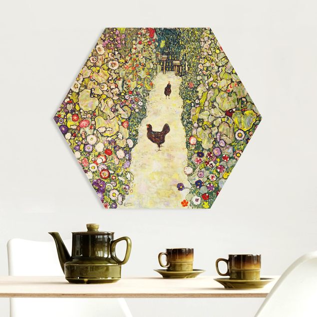Hexagons Forex schilderijen Gustav Klimt - Garden Path with Hens