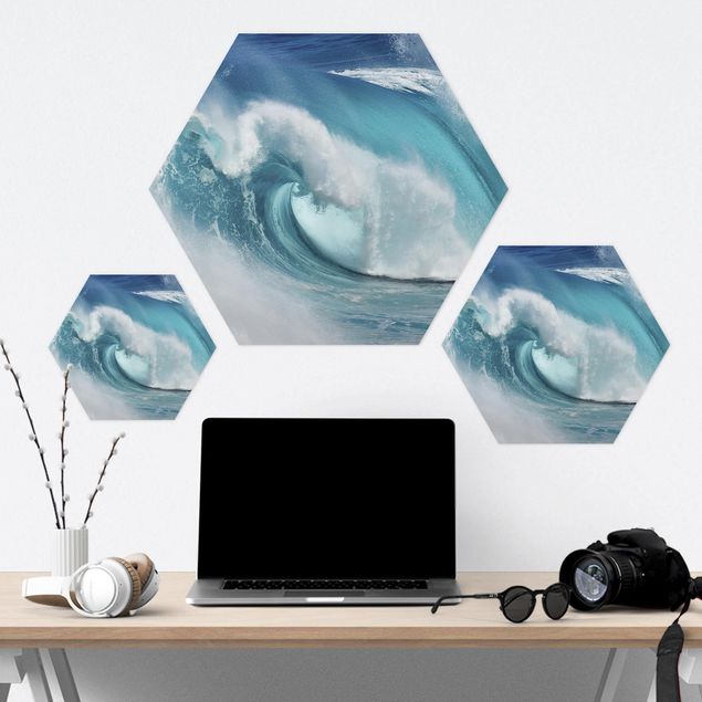 Hexagons Forex schilderijen Raging Waves
