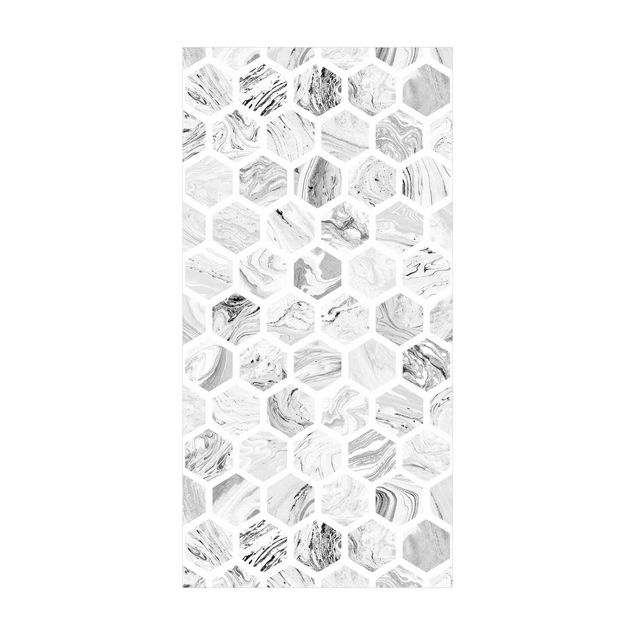 grijs tapijt Marble Hexagons In Greyscales