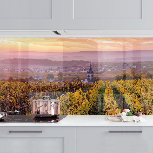 Achterwand voor keuken landschap Wine Plantations At Sunset