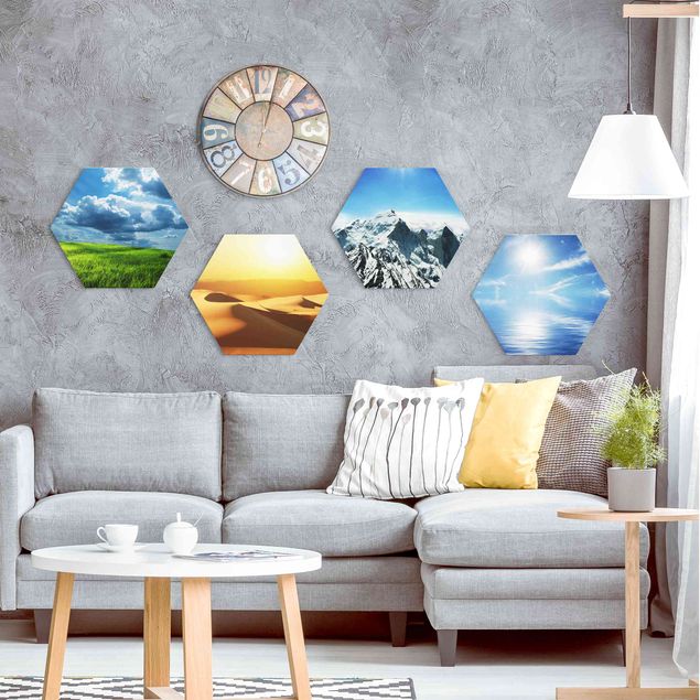 Hexagons Forex schilderijen - 4-delig Elements