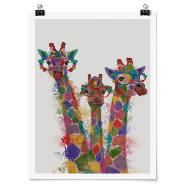 Posters Rainbow Splash Giraffe Trio