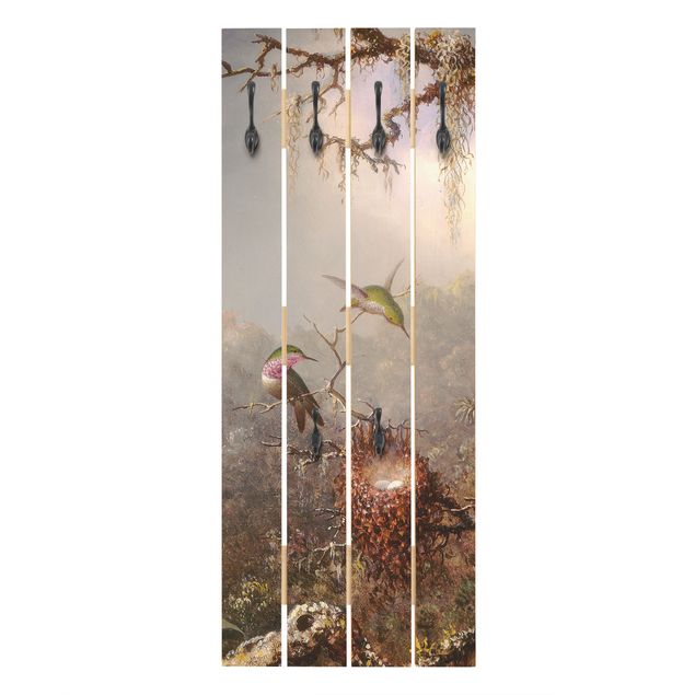 Wandkapstokken houten pallet Martin Johnson Heade - Orchid And Three Hummingbirds