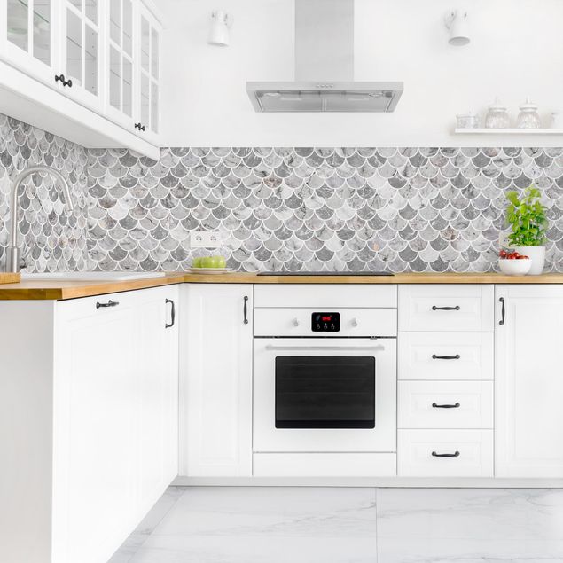 Achterwand voor keuken Fish Scake Tiles Marble - Grey