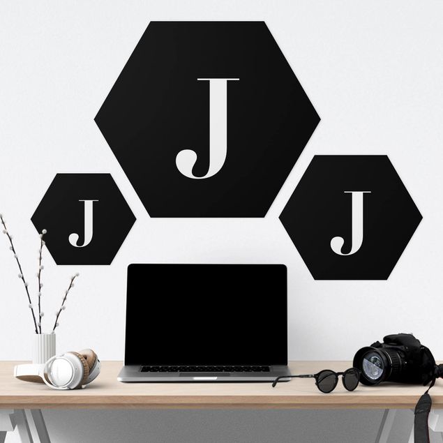 Hexagons Forex schilderijen Letter Serif Black J