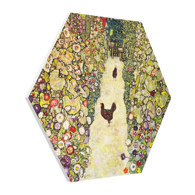 Hexagons Forex schilderijen Gustav Klimt - Garden Path with Hens