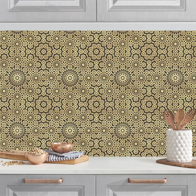 Achterwand voor keuken patroon Oriental Pattern With Golden Stars