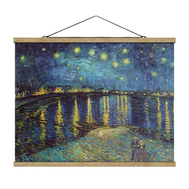 Stoffen schilderij met posterlijst Vincent Van Gogh - Starry Night Over The Rhone