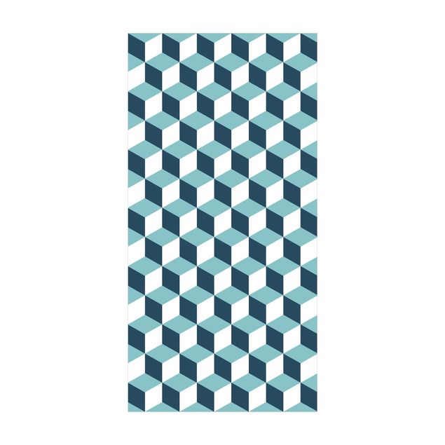 vloerkleden turquoise Geometrical Tile Mix Cubes Turquoise