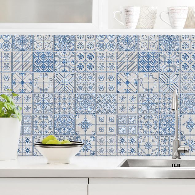Achterwand voor keuken patroon Coimbra Blue