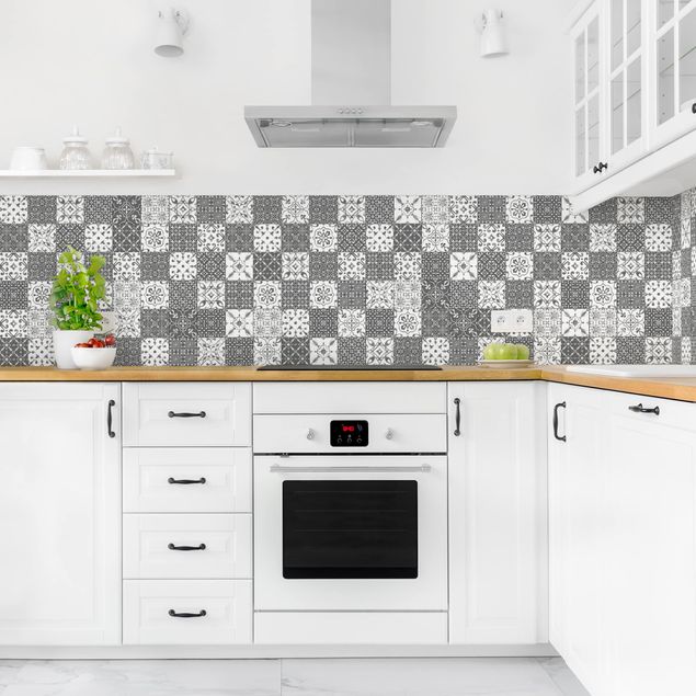 Achterwand voor keuken Tile Pattern Mix Gray White