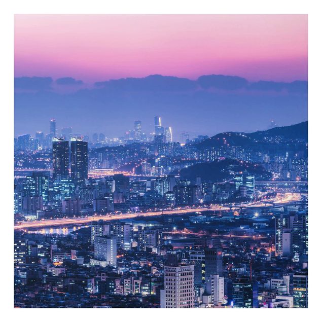 Aluminium Dibond schilderijen Skyline Of Seoul