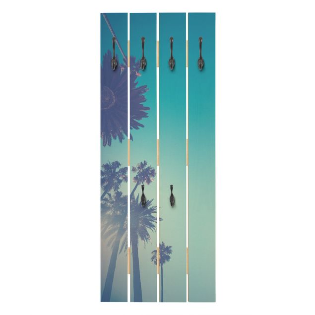 Wandkapstokken houten pallet Tropical Plants Palm Trees And Sky II