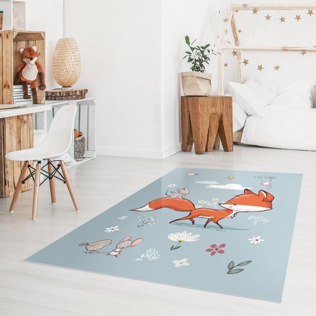 Vloerkleed bos Fox And Mouse Travelling