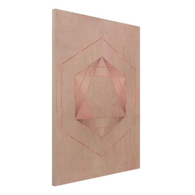 Houten schilderijen Geometry In Pink And Gold I