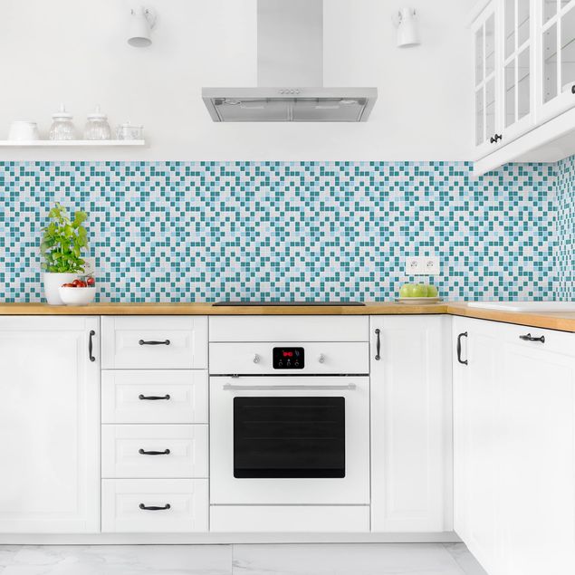 Achterwand voor keuken tegelmotief Mosaic Tiles Turquoise Blue