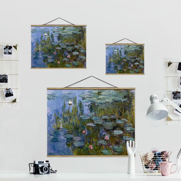 Stoffen schilderij met posterlijst Claude Monet - Water Lilies (Nympheas)