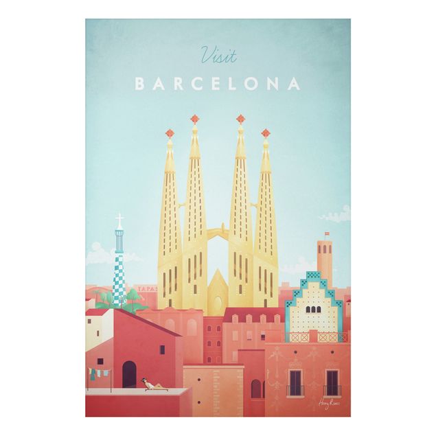 Aluminium Dibond schilderijen Travel Poster - Barcelona