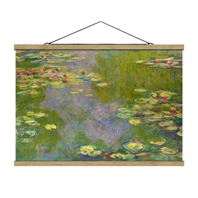 Stoffen schilderij met posterlijst Claude Monet - Green Waterlilies