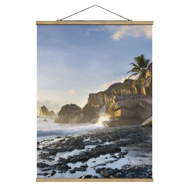 Stoffen schilderij met posterlijst Sunset On The Island Paradise