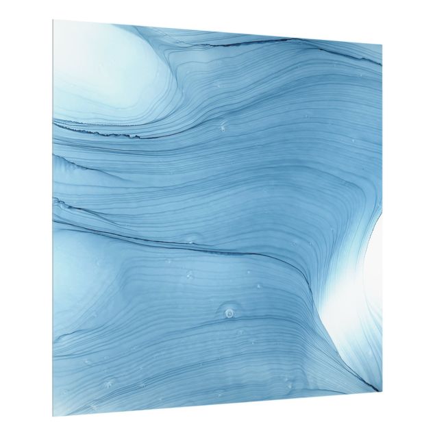 Spritzschutz Glas - Meliertes Mittelblau - Quadrat 1:1