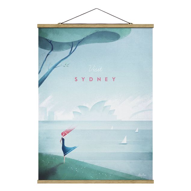 Stoffen schilderij met posterlijst Travel Poster - Sidney