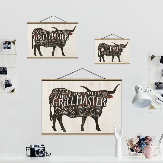 Stoffen schilderij met posterlijst Farm BBQ - Beef