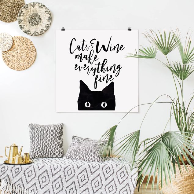 Posters Cats And Wine make Everything Fine
