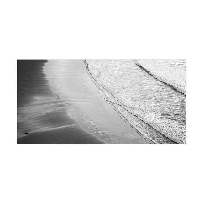 natuurlijk vloerkleed Soft Waves On The Beach Black And White