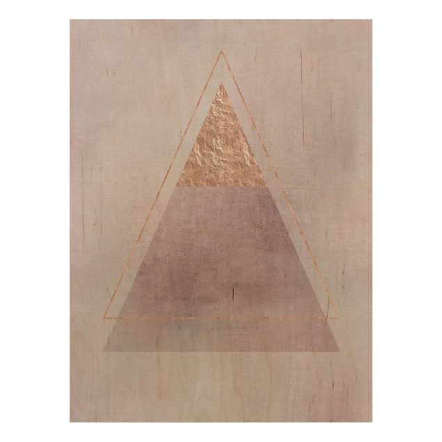 Houten schilderijen Geometry In Pink And Gold II