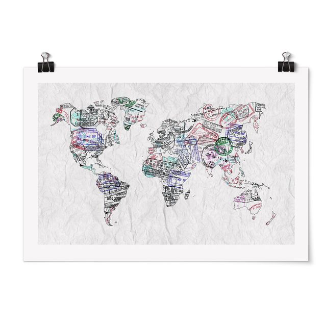 Posters Passport Stamp World Map