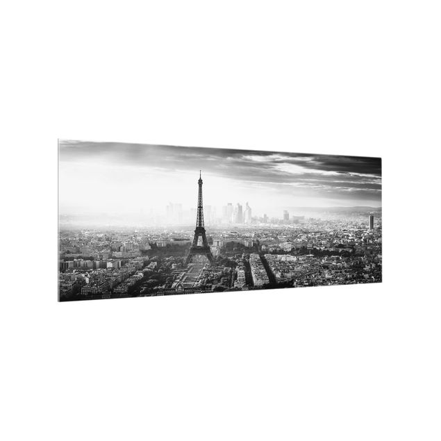 Spatscherm keuken The Eiffel Tower From Above In Black And White